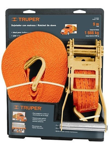 Cinta Con Matraca Truper Su6000cx1 - 9m - 6000kg 0