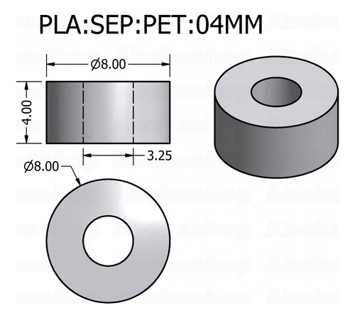 Pack 30x Espaciador Plastico Agujero = 3.25mm Alto = 4mm 0