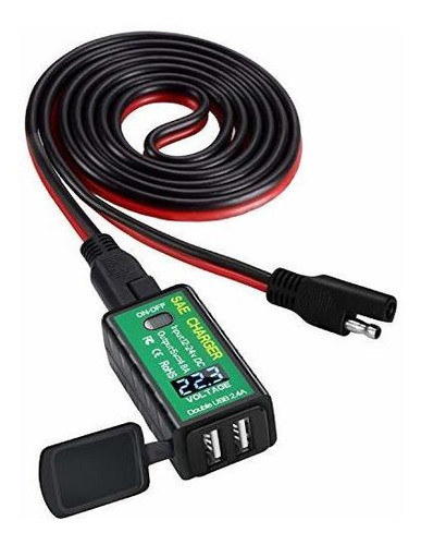 Sae A Usb Adaptador Con Voltímetro, Motocicleta, Desconexión 0
