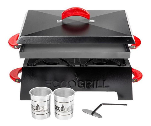 Churrasqueira A Álcool Eccogrill Chapa Tampa Fogareiro Preto 0