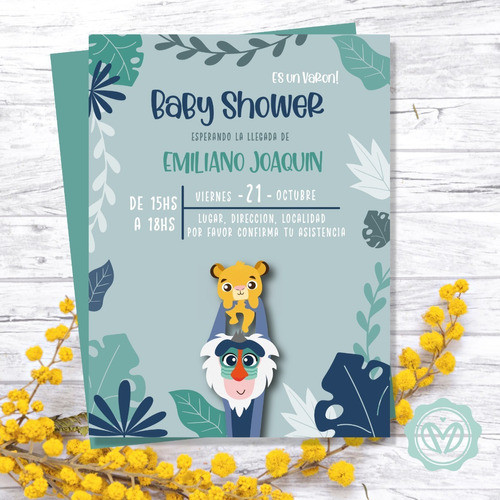 Invitación Baby Shower El Rey Leon Bebe 1