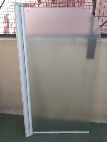 Mampara Baño Rebatible Vidrio Fume Blanco Como Nueva 1