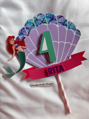 Cake Topper 3d Adorno De Torta Sirena Ariel 0