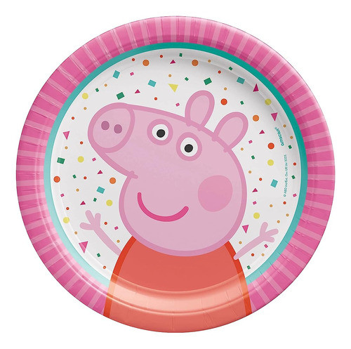 Amscan Peppa Pig Confeti Platos Redondos De Papel - 7  | Mul 0
