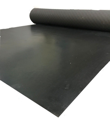 Piso De Goma Negro Liso Transito 2.5mm Espesor Ancho 1mt 0