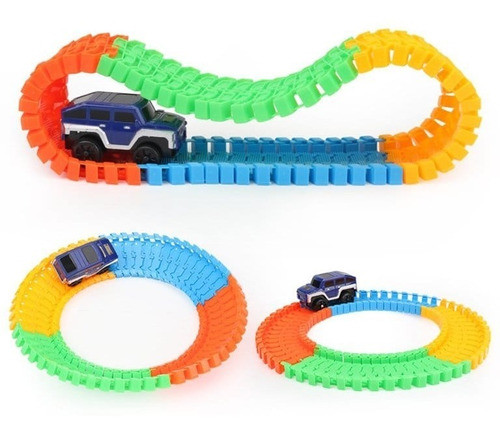 Jeep Pista Flexible Con Auto Fluorecente 56 Piezas Track 0