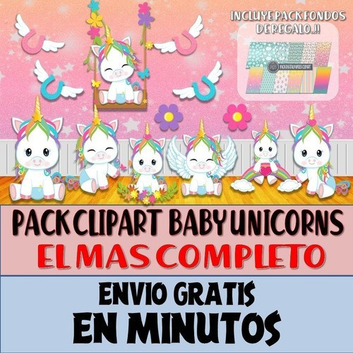Pack Imágenes Clipart Bebes Negocio Unicornio 1