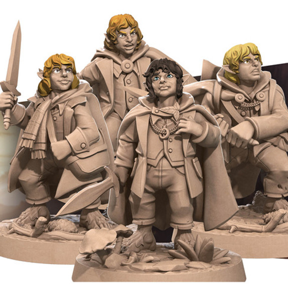 Cuatro Hobbits - Miniatura - Señor De Los Anillos - Mythzerk 0