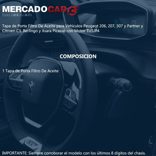 Tapa Filtro De Aceite Peugeot 206 1.4 8v - 2008 1 Tapa Filtro De Aceite Peugeot 206 1.4 8v - 2008 1