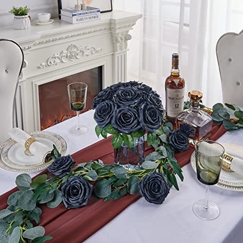 Rosas De Seda De 10cm C/tallo Aspecto Realista X16u. Negro 1