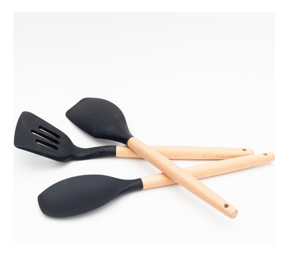 Set X 3 Utensilios Silicona Con Mango De Madera 0 Set X 3 Utensilios Silicona Con Mango De Madera 0