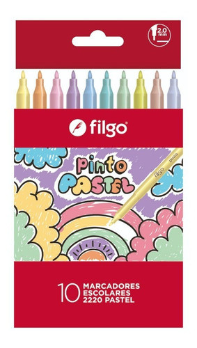 Marcador Fibras Escolar Filgo Pinto X 10 Colores Pastel 2220 0