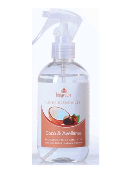 Aromatizante Biogreen Coco Y Avellanas 240 Ml + Gatillo 0