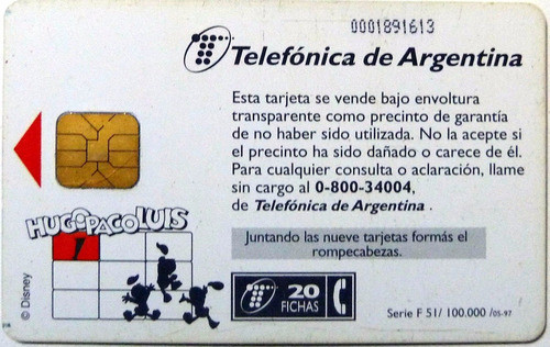 Tarjetas Telefonicas Disney Rompecabezas 20 Fichas 1