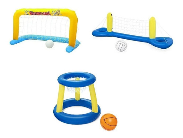 Combo Inflables Red Voley Arco Y Basket Piletas Agua Juguete 0