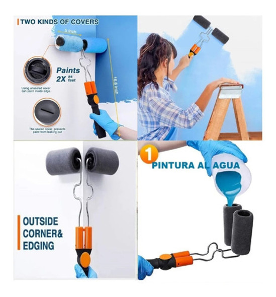 Rodillo Pintar Doble Facil Recargable Con Accesorios 1 Rodillo Pintar Doble Facil Recargable Con Accesorios 1
