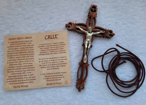 B. Antigo - Suntuoso Crucifixo Gótico Italiano Madeira Oliva 1