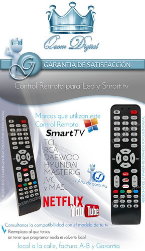 Control Remoto Smart Tv Para Master G Recco Hitachi Netflix 1