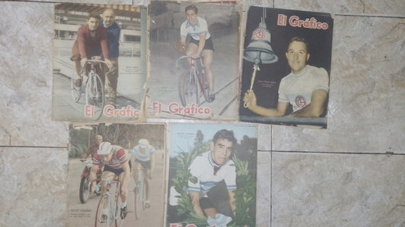 Lote De 5 Revistas - El Grafico - Años 50 - Tapa Ciclismo 0