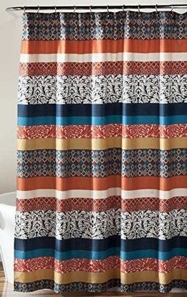 Exuberante Decoracion Boho Cortina De Baño A Rayas 0