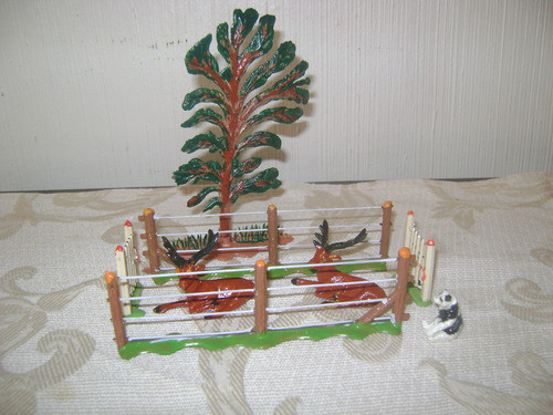 8 Antiguos Animalitos  Eg Toys Ciervos, Cercos ,arbol Panda 0
