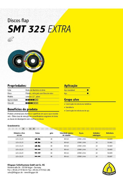 01 Discos Flap 4  1/2 - Gr 60 - Smt 325 Klingspor 1