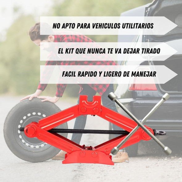 Kit 2 En 1 Accesorios Auto Cricke Tijera + Llave Cruz 14 1
