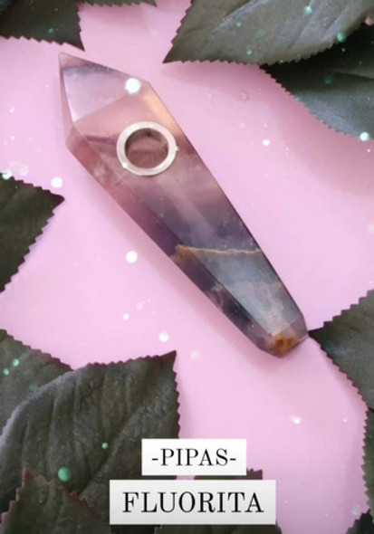 Pipa Fluorita Cuarzo Cristal Natural Cristal 1