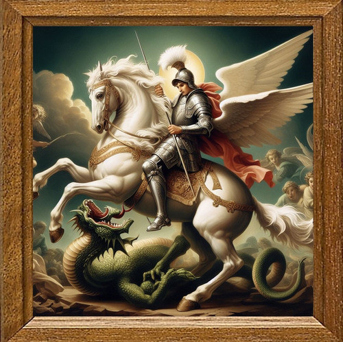 Cuadro De Arte Digital San Jorge 50x50cm Pieza Única 0