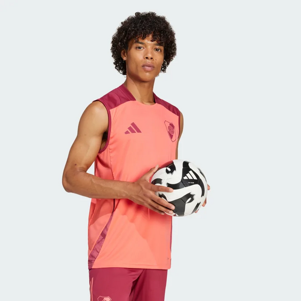 Adidas River Plate 24/25 Sleeveless Training Shirt | AEROREADY & 100% Recycled Materials | Semi Turbo / Legacy Burgundy