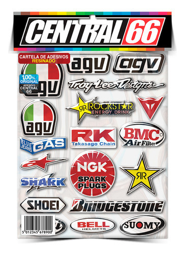 Cartela Adesivos Patrocinios Resinados  Modelo M01 0