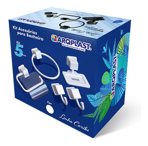 Accesorios Baño Set Kit Plastico Reforzado Blanco 5 Piezas 0