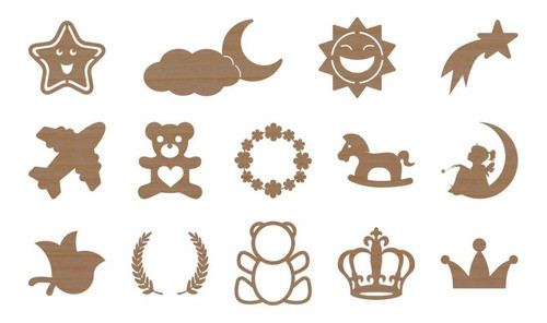 Apliques De Mdf - Motivos Infantiles X 10 Unidades 0