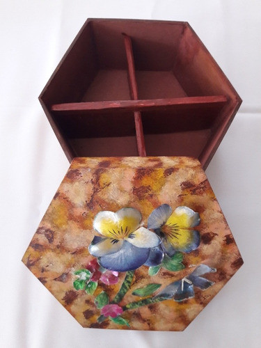 Caja De Té Hexagonal 4 Divisiones 1