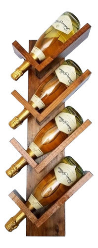 Vinoteca Madera Rústica Teñidas + Barniz Pared 4 Botellas 0