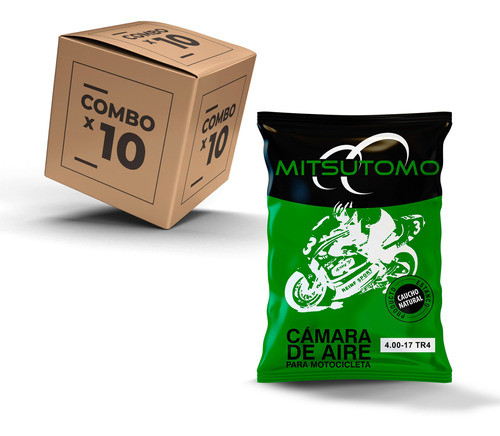 Pack X10 Camara Mitsutomo 4.00-17 Tr4 Caucho Natural 1