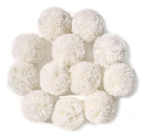 Conjunto De 12 Pompones Blancos De 8cm Para Manualidades 0