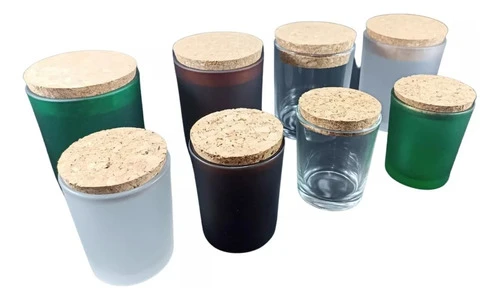 Frasco Para Vela 100ml Verde Con Tapa De Corcho (x 4 ) 0