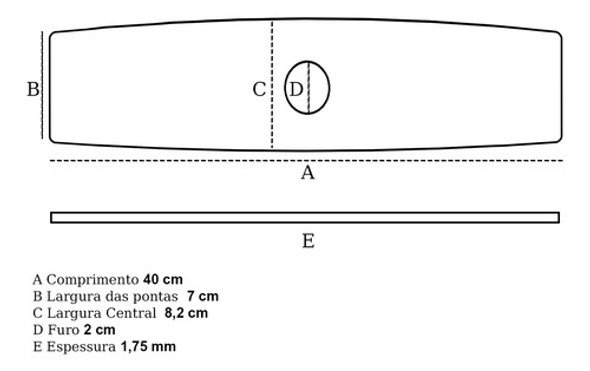 Lâmina Roçadeira 2 Pontas Aço 40x8.2cmx1.75mm Furo 2cm-fuzil 1