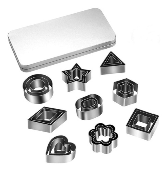 Set 27 Cortantes Mini Acero Inoxidable P Masas 9 Formas Geom 0
