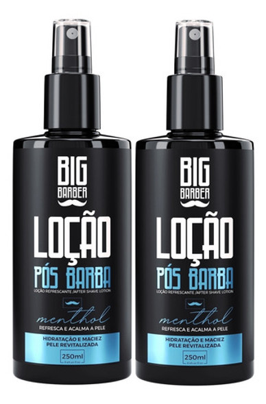 Loção Pós Barba Big Barber 250ml Menthol Após Barbear 2 Unid 0