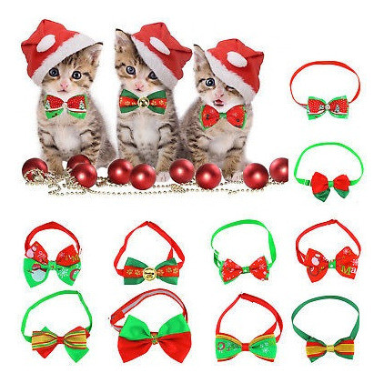 10 X Navidad Regalo Mascotas Fuente De Gato Perro Cuello Paj 1