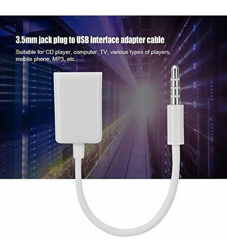 Cable De Audio Usb Hembra A Auxiliar 3,5mm Macho -14 Cm 1