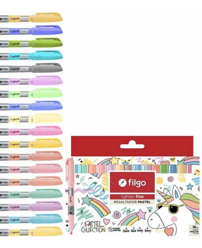 Marcador Resaltador Filgo Lighter Fine Pastel Collection X18 0