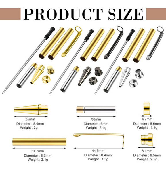 Kit De 30 Piezas Para Hacer Lapiceros De Madera, Negro Plata 1