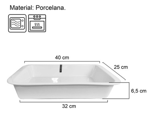 Fuente Rectangular 40x25 Cm Bandeja Porcelana Asadera  Bz3 1