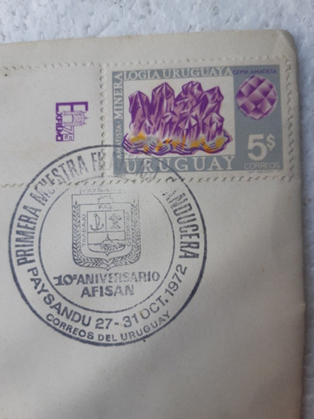 Sello Amatista / Serie Mineralogía / Sobre Afisan 1972 Uy 1
