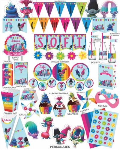 Trolls Imprimible Para Cumpleaños. Trolls Decoración 1