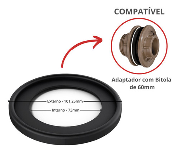12 Uni Anel Vedação Para Adaptador Caixa D'água 60mm Durín 1