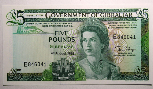 Gibraltar Billete 5 Pounds 1988 Pick 21b Unc Sin Circular 1